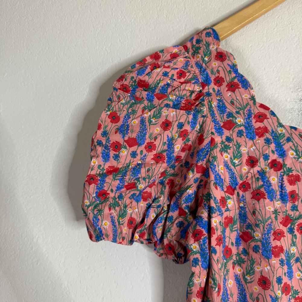 TUCKERNUCK Hyacinth House red poppy floral scalloped Serena midi dress SMALL - Picture 5 of 10